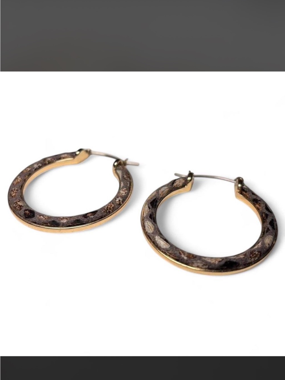 Gold + Blue Suede Animal Print Hoop Earrings